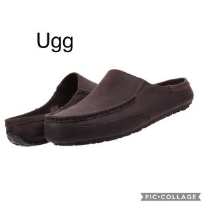 Ugg dark brown leather driving Mules
